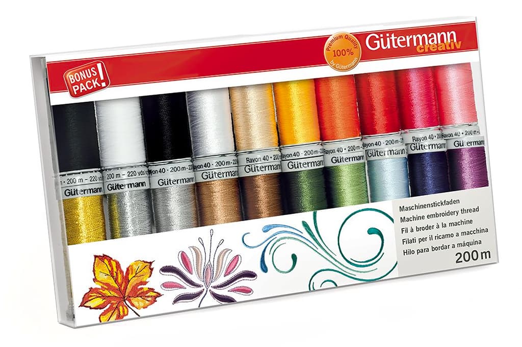 Вышивальные нитки. 100% вискоза Набор ниток Gütermann Rayon 20 катушек по 200м