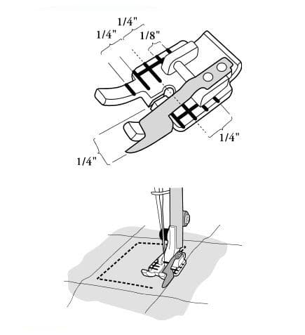 Лапка прозрачная для квилтинга 1/4 (6мм) с направителем - №1