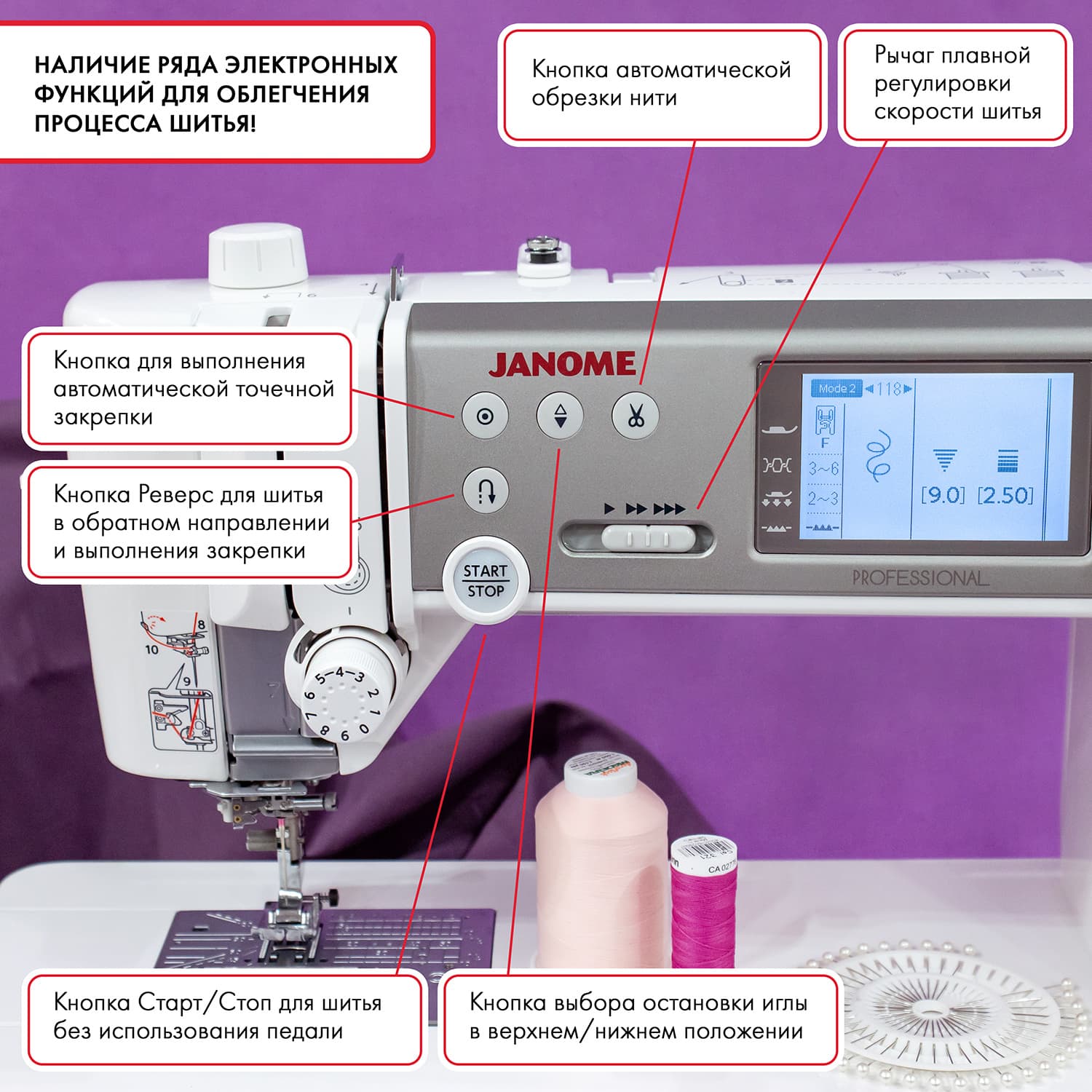 Швейная машина с микропроцессорным управлением Janome Memory Craft 6700P Professional - №11