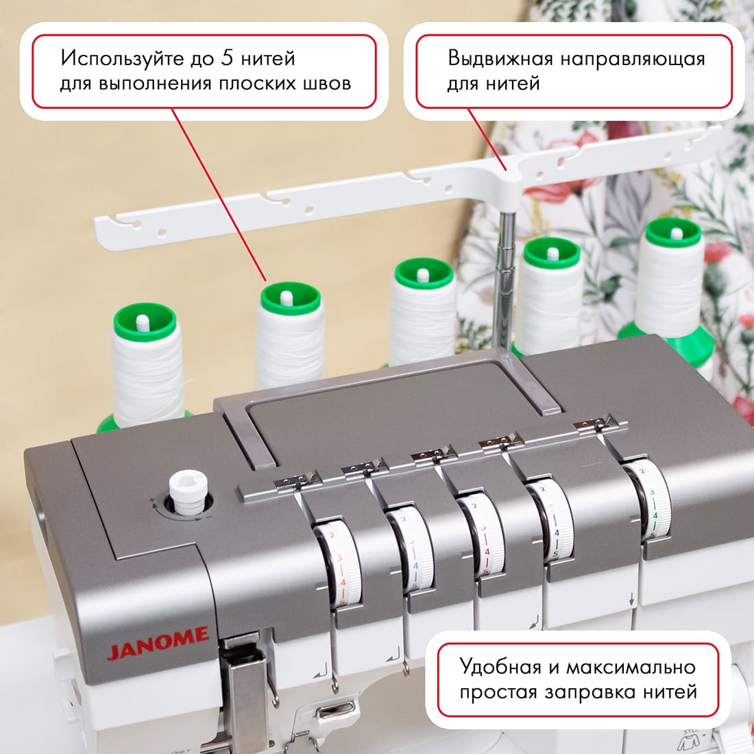 3-х игольная 5-ти ниточная плоскошовная машина Janome CoverPro 3000 - №2