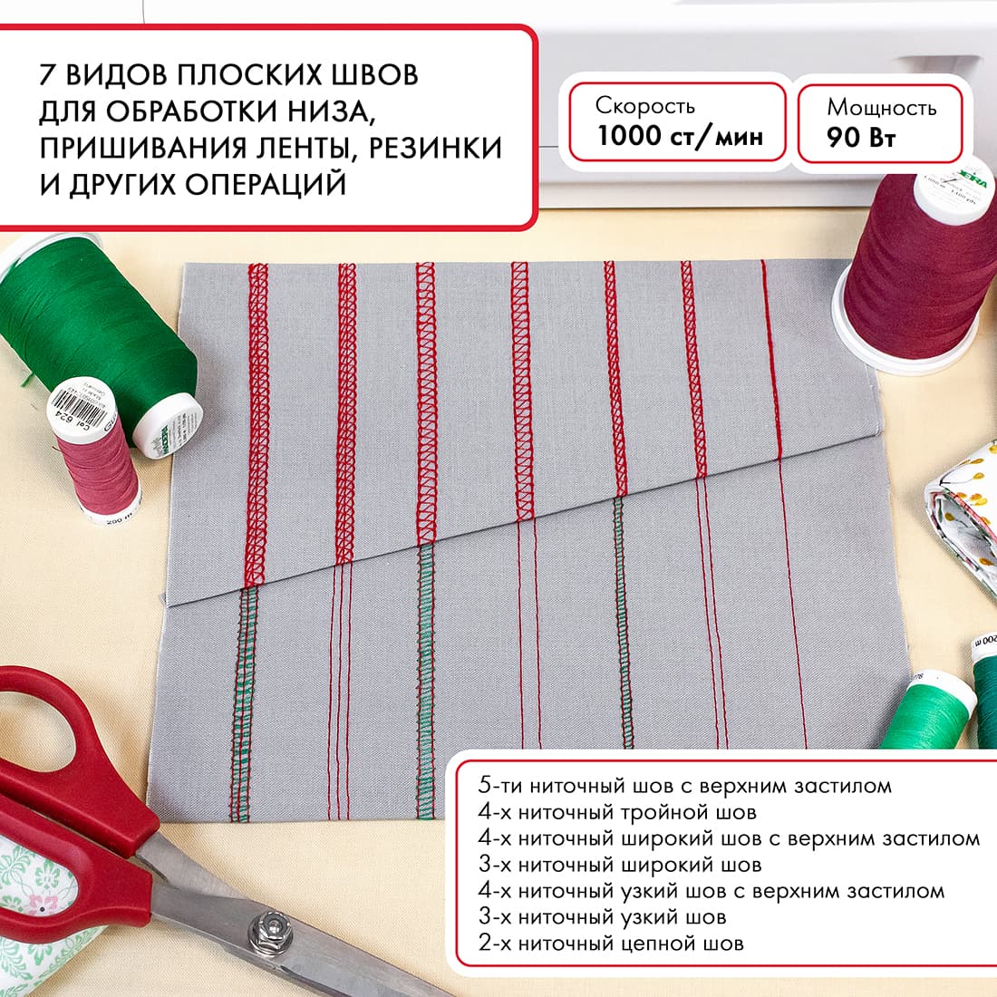 3-х игольная 5-ти ниточная плоскошовная машина Janome CoverPro 3000 - №10