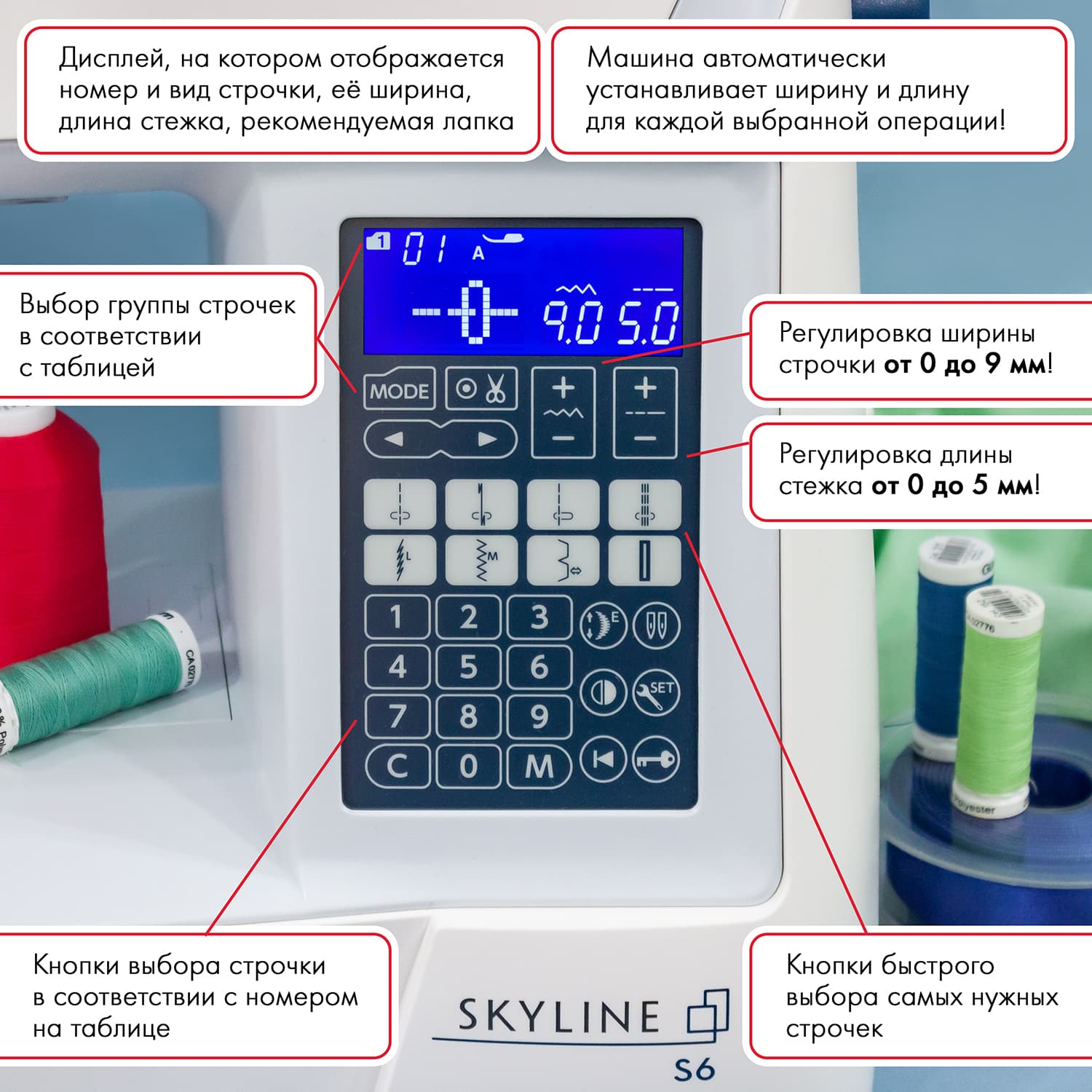 Швейная машина с микропроцессорным управлением Janome Skyline S6 Anniversary Edition - №3