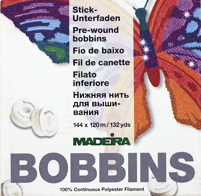 Нитки Madeira Bobbins №150 (120м на шпуле) 144 шт черные - №1
