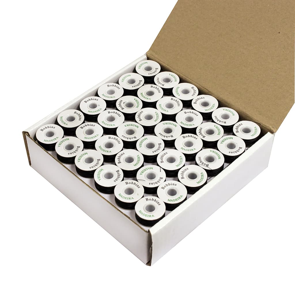 Нитки Madeira Bobbins №150 (120м на шпуле) 144 шт черные