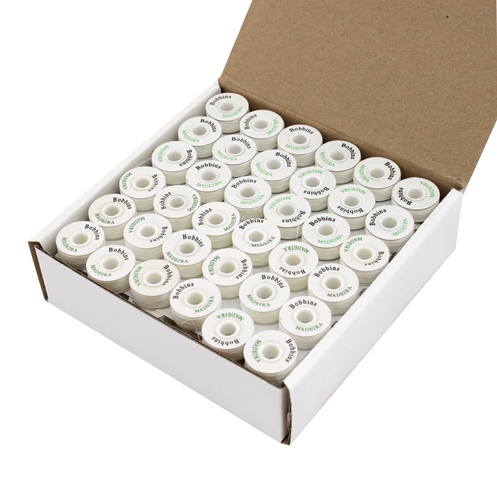 Нитки Madeira Bobbins №150 (120м на шпуле) 144 шт белые