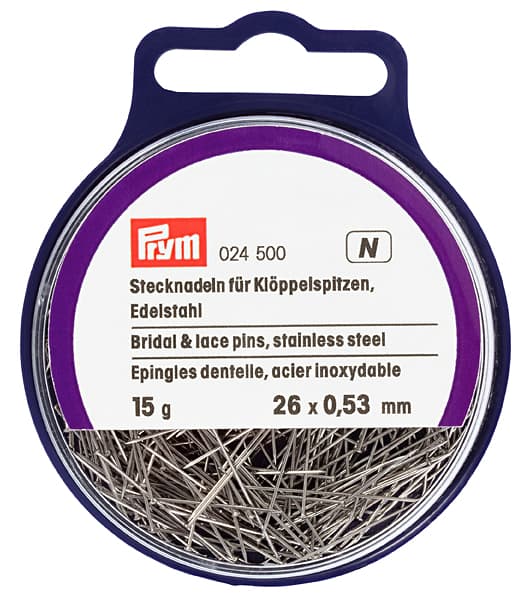 Булавки-гвоздики для кружева 26х0,53мм в банке 15г