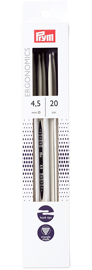 Спицы чулочные эргономичные Prym Ergonomics 20см/4,5мм (5шт)