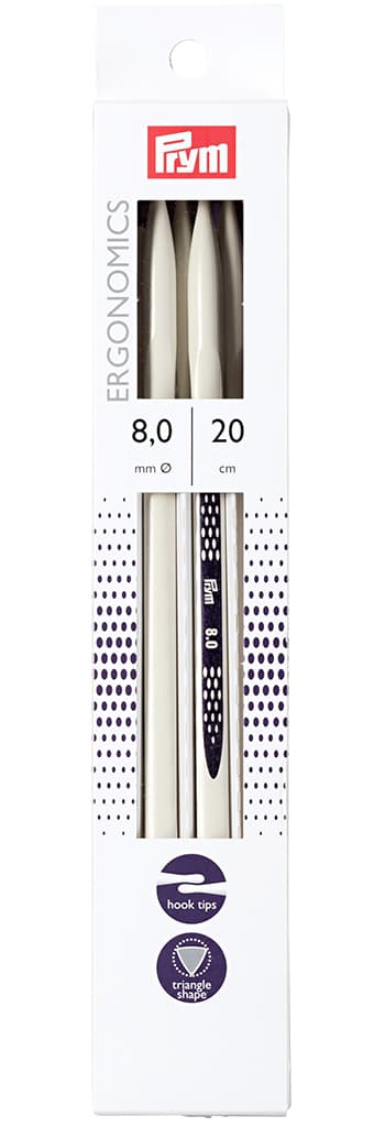 Спицы чулочные эргономичные Prym Ergonomics 20см/8,0мм (5шт)