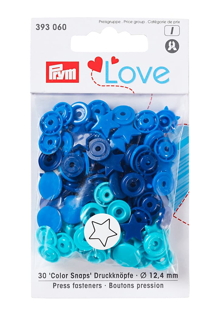 Кнопки Prym Love "Color Snaps" звезда бирюзовая, ярко-синяя, синяя