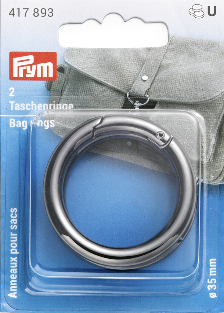 Кольца для сумки 35мм 2шт цвет оружейного металла