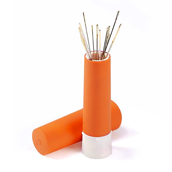 Вращающаяся игольница-тубус с набором игл, оранжевая