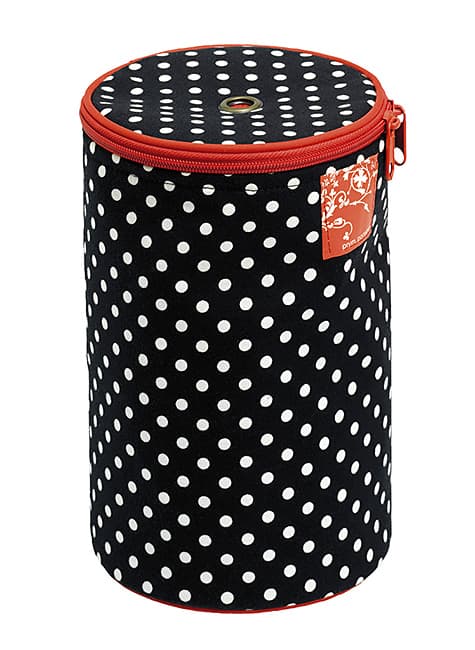 Футляр-держатель для пряжи (14,5х21,5), черный в белый горох