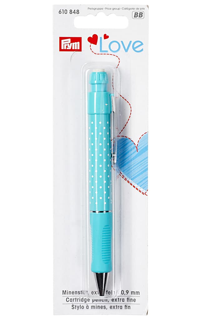 Механический карандаш Prym Love, бирюзовый, с белыми грифелями 0.9мм