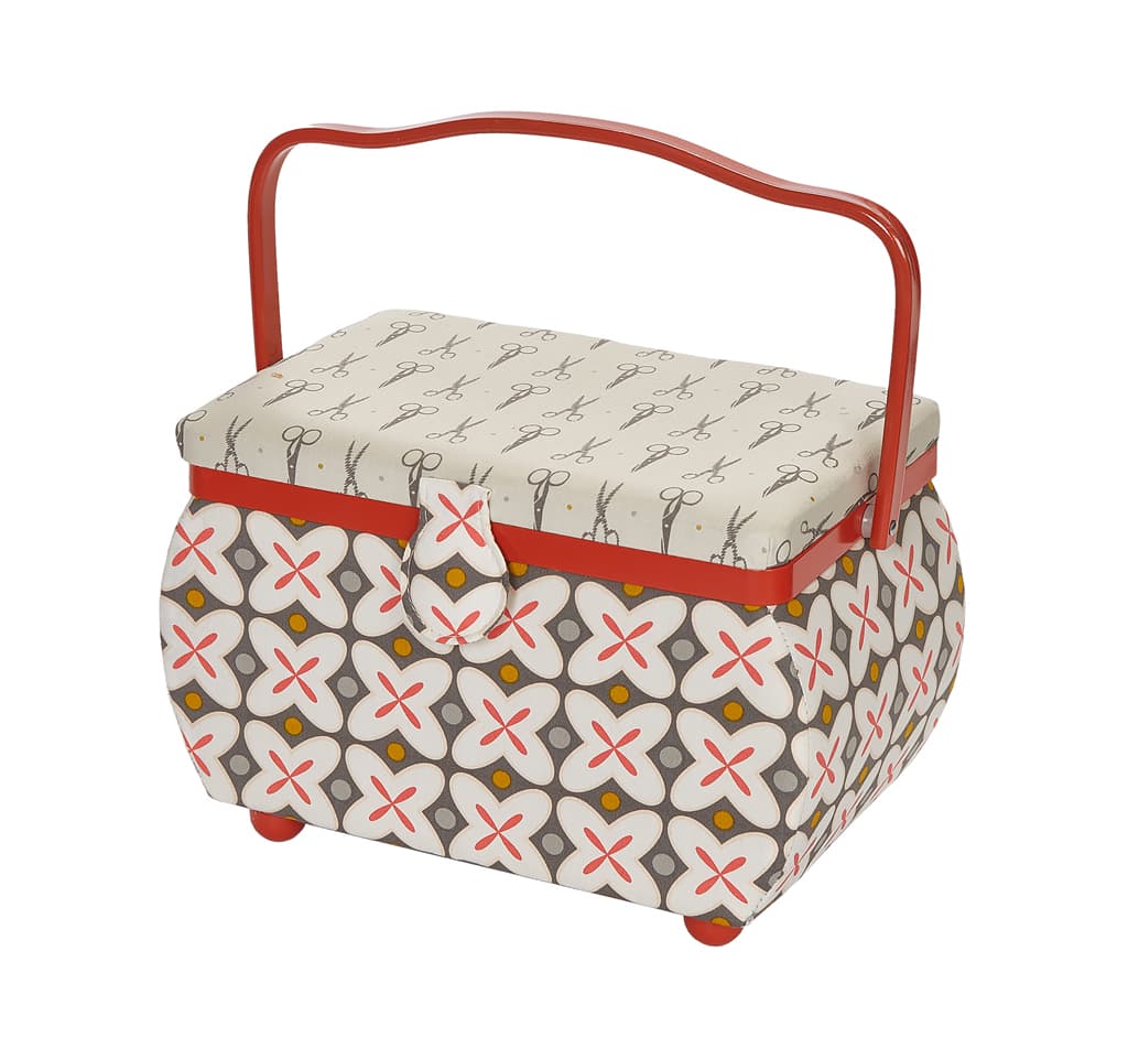 Шкатулка, обтянутая тканью (27х16х17), красная в стиле ретро - №1