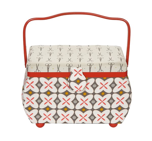 Шкатулка, обтянутая тканью (27х16х17), красная в стиле ретро