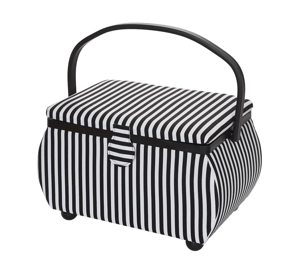 Шкатулка, обтянутая тканью (32х20,5х20), черно-белая полоска - №1
