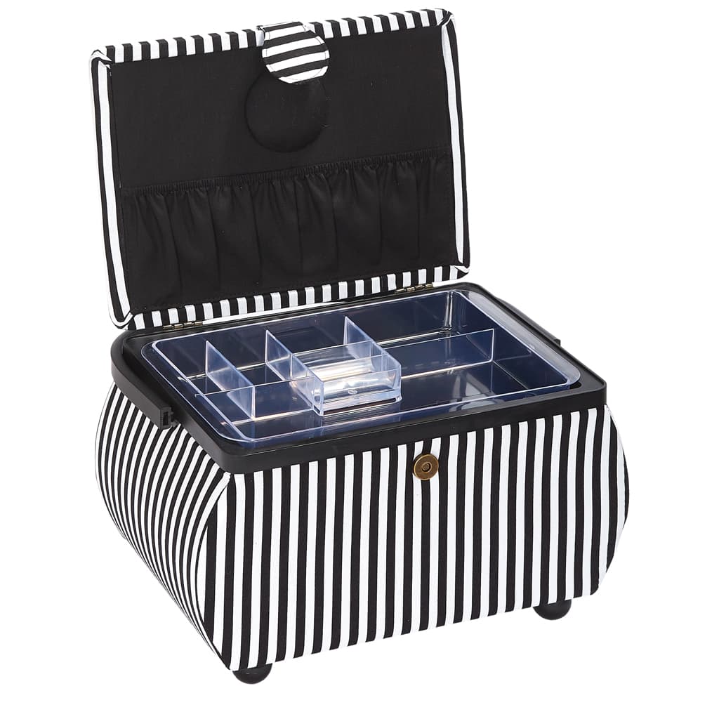 Шкатулка, обтянутая тканью (32х20,5х20), черно-белая полоска - №2