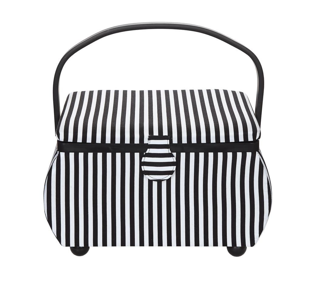 Шкатулка, обтянутая тканью (32х20,5х20), черно-белая полоска