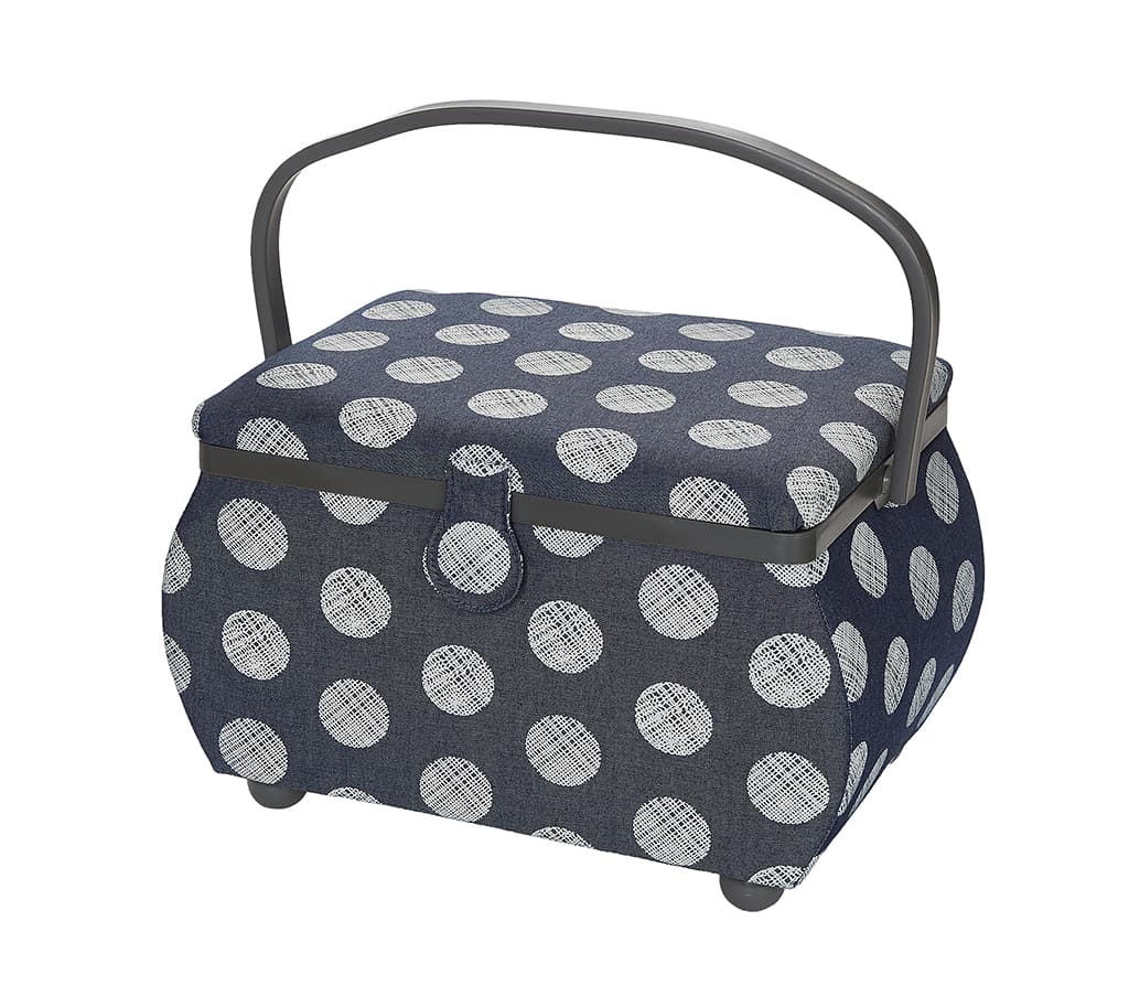 Шкатулка, обтянутая тканью (32х20,5х20), джинсовая с одуванчиками - №1