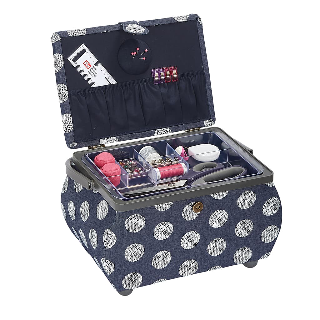 Шкатулка, обтянутая тканью (32х20,5х20), джинсовая с одуванчиками - №2