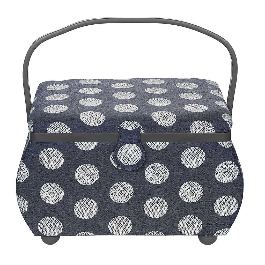 Шкатулка, обтянутая тканью (32х20,5х20), джинсовая с одуванчиками