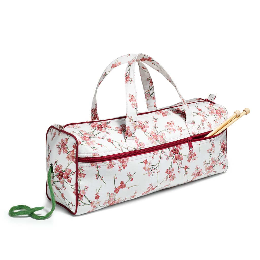 Сумка для рукоделия (44х14х17), веточки сакуры на светлом фоне - №1