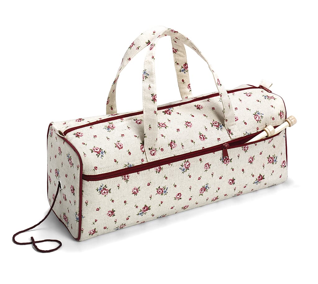 Сумка для рукоделия (44х14х17), бежевая с розами - №1