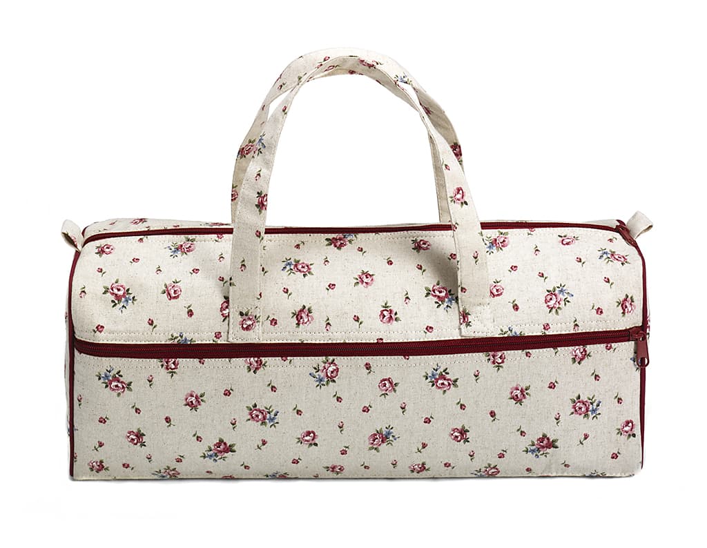 Сумка для рукоделия (44х14х17), бежевая с розами