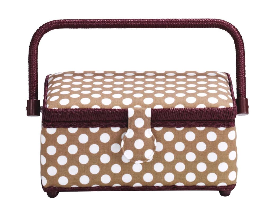 Шкатулка, обтянутая тканью, прямоугольная (24х16х11), бежевая в белый горох