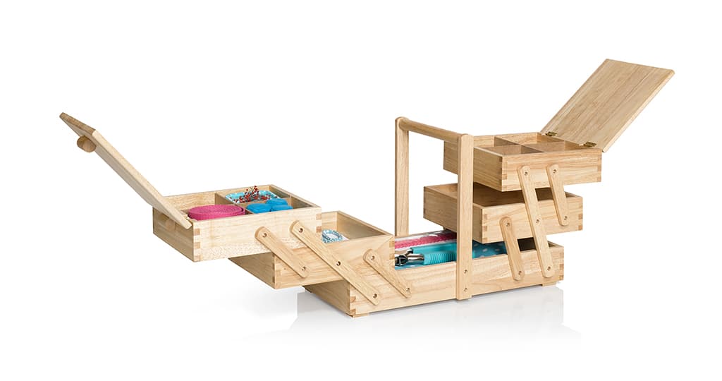 Шкатулка для рукоделия M (36х19х28), дерево светлое - №2