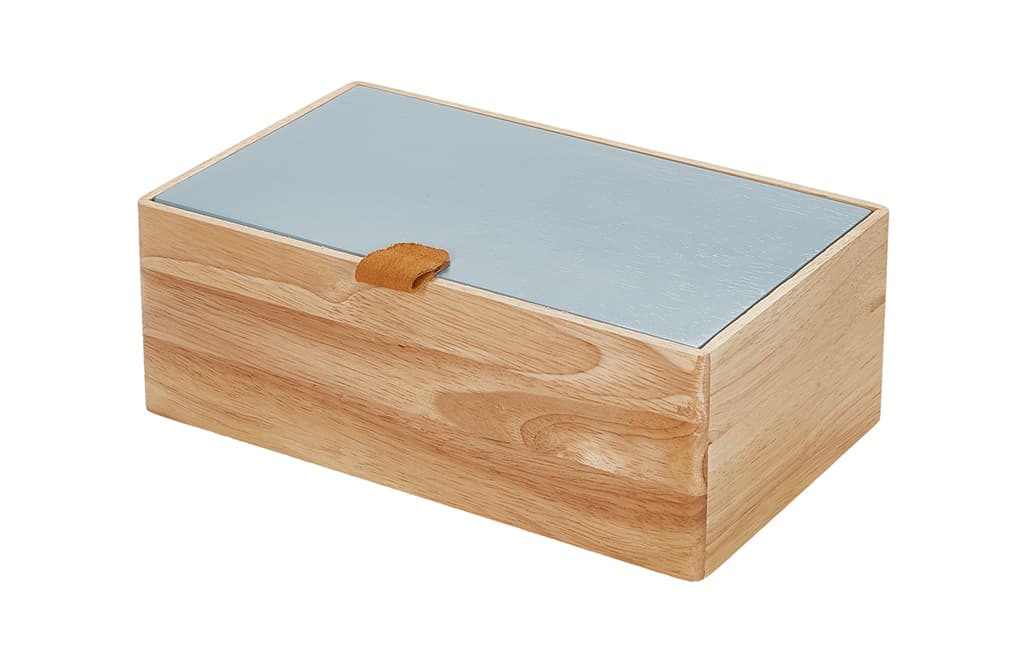 Коробка для аксессуаров S (25х15х9), дерево светлое/голубой - №1