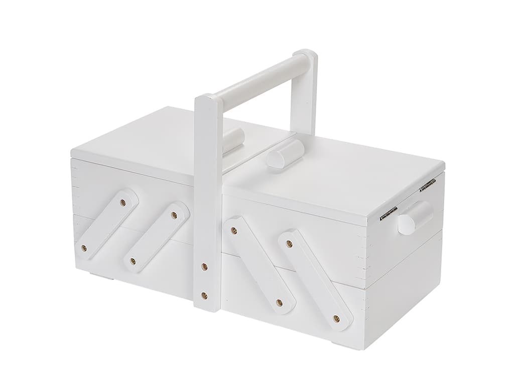 Шкатулка для рукоделия S (36х19х22), дерево, белая - №1