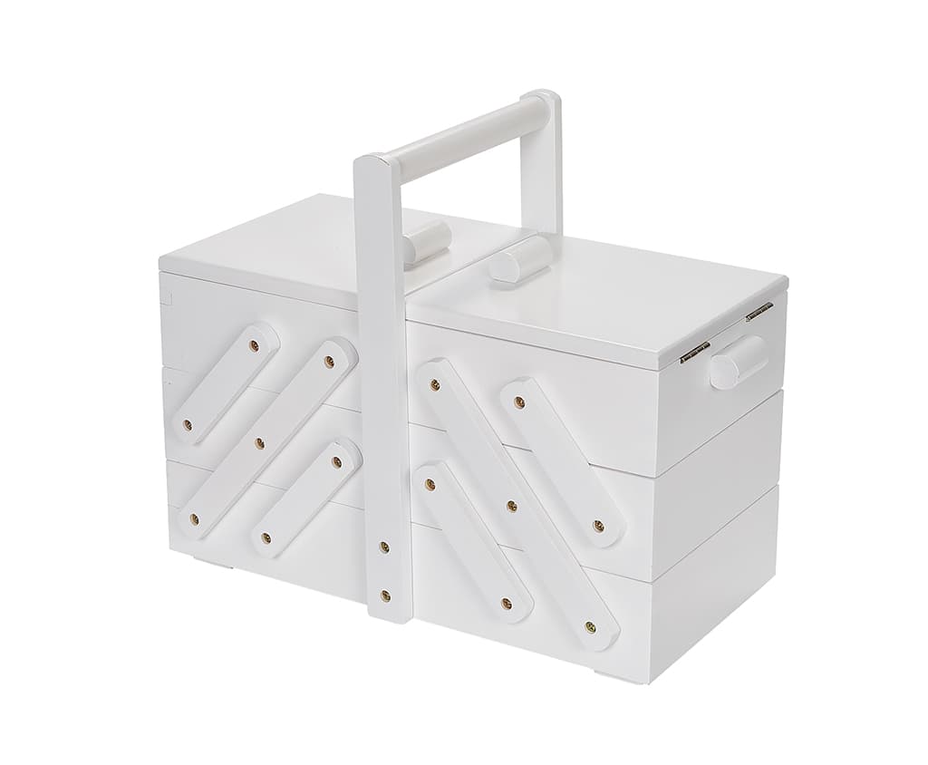 Шкатулка для рукоделия M (36х19х28), дерево, белая - №1