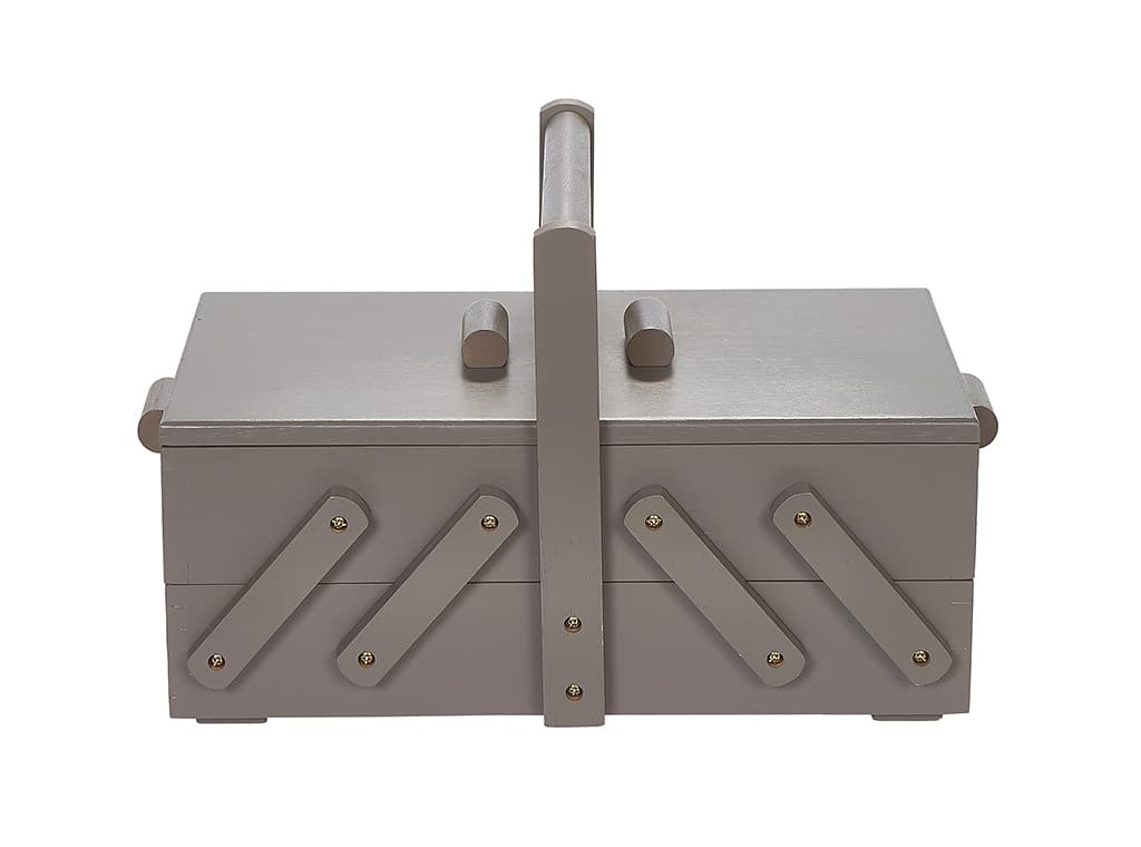 Шкатулка для рукоделия S (36х19х22), дерево, серо-бежевая