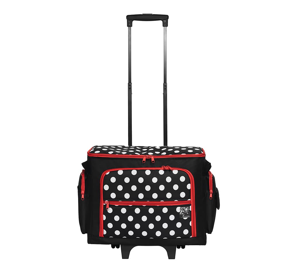 Сумка-чемодан для швейной машины, черная в белый горох