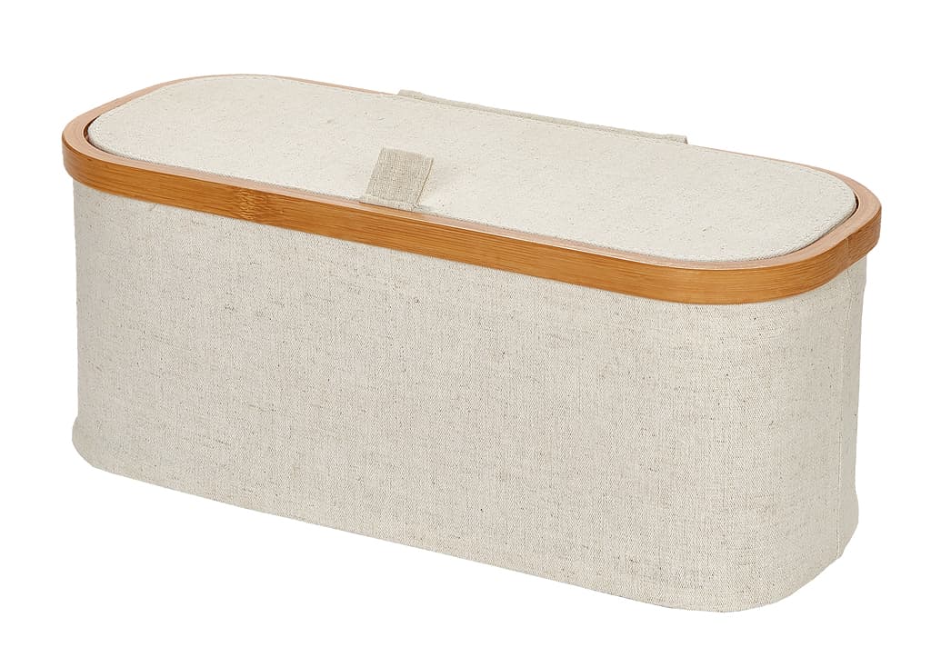 Коробка (38х15,5х16), ткань/бамбук, бежевая