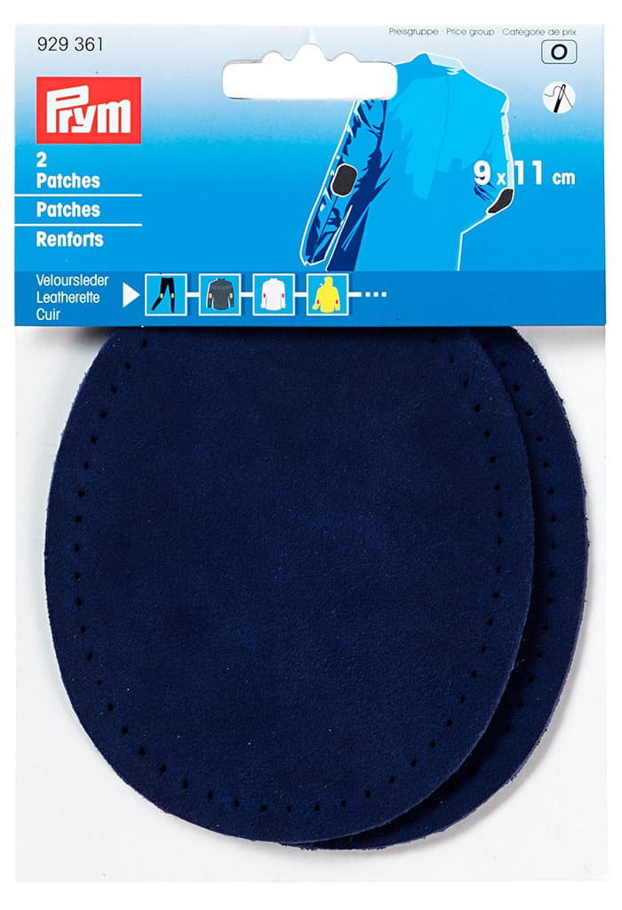 Заплатки замшевые пришивные 9х11см (2 шт) темно-синие