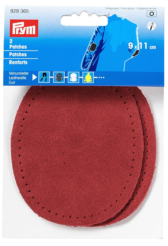 Заплатки замшевые пришивные 9х11см (2 шт) темно-красные