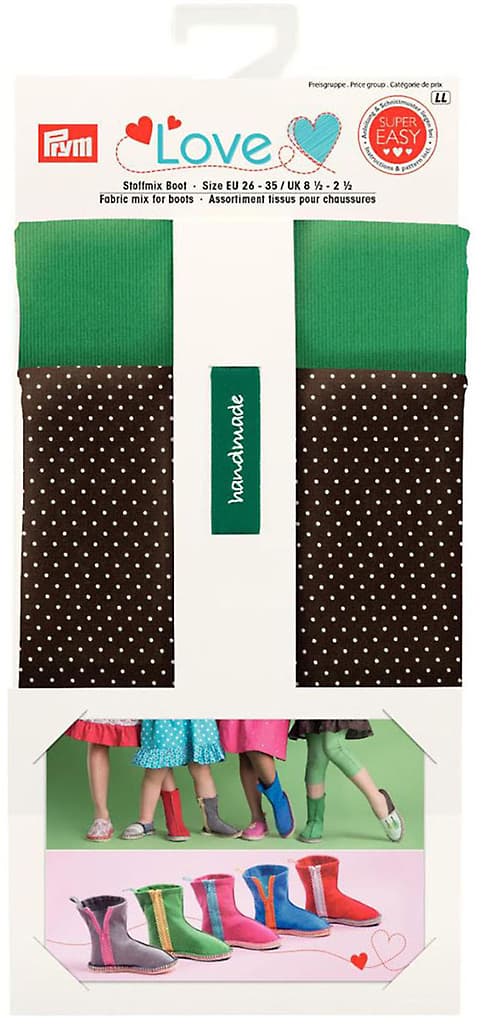 Набор тканей Love для изготовления сапожек (зелёный)