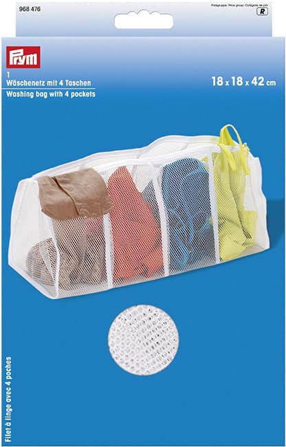 Пакет для стирки белья с 4 карманами 18х18х42см