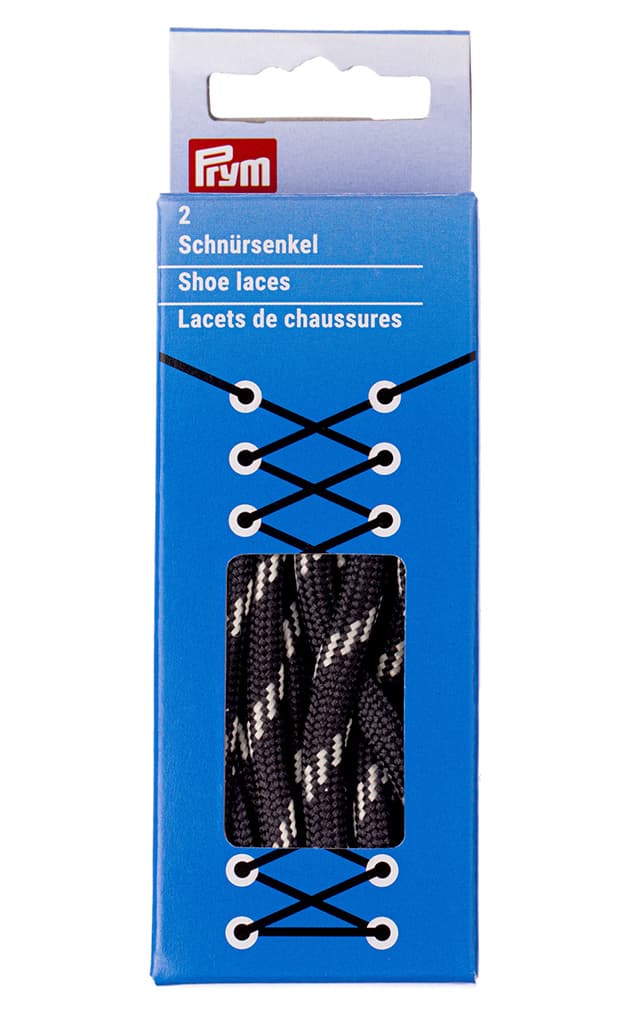 Шнурки для обуви, круглые, 6мм х 150см, черные с белым