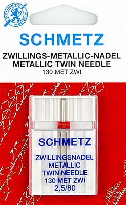 Двойная игла для ниток металлик NM80 NE2.5 Schmetz 130MET-ZWI 1 шт