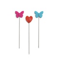 Булавки Prym Love с пластиковыми головками в виде сердечек и бабочек, 50х0,6мм 50 шт - Фото №1