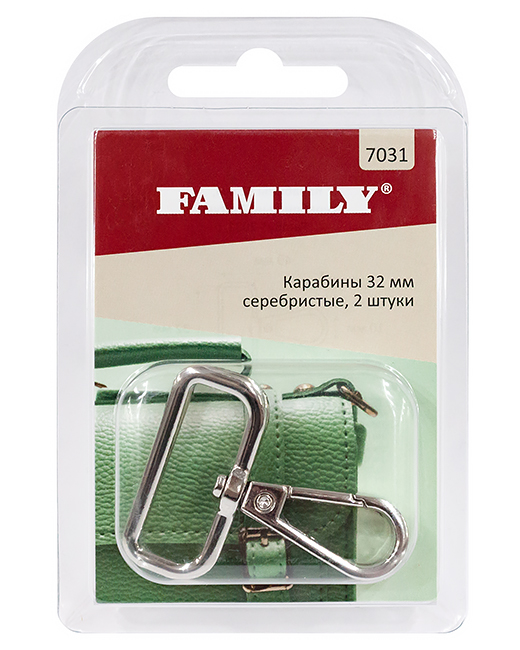 Карабины 32мм, серебристые, 2 шт 