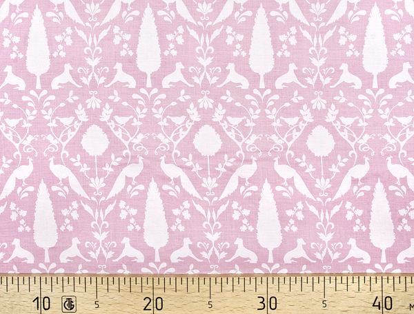 Ткань Gütermann Notting Hill (розовый/белые растения и животные) 