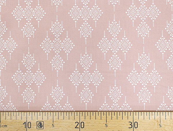 Ткань Gütermann Marrakesch (дымчато-розовый/белый ромбо-капельный узор) 