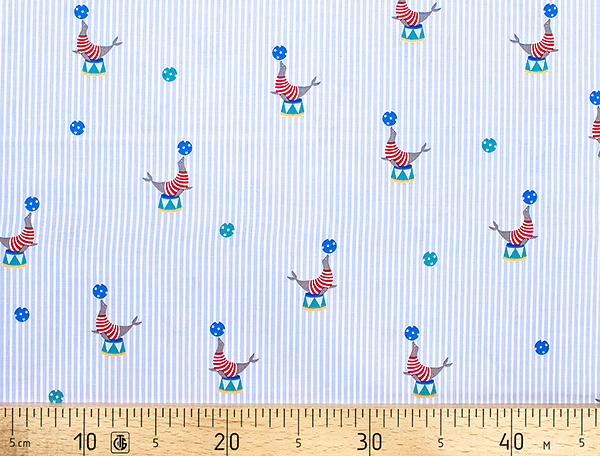 Ткань Gütermann Circus (морской котик на голубом) 
