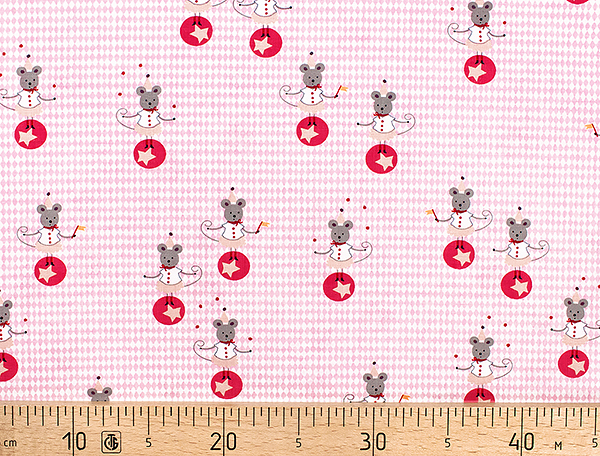 Ткань Gütermann Circus (мышка на шаре на розовом) 