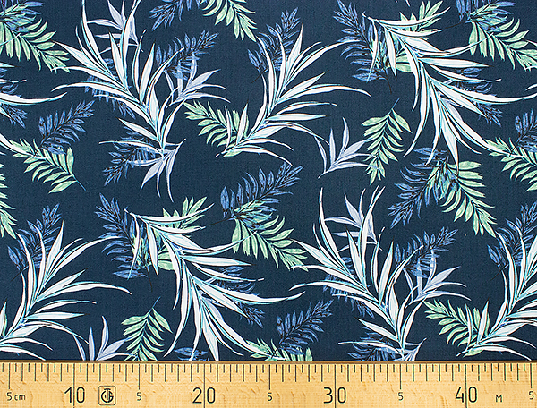 Ткань Gütermann Unique (пальмовая ветвь на темно-синем) 
