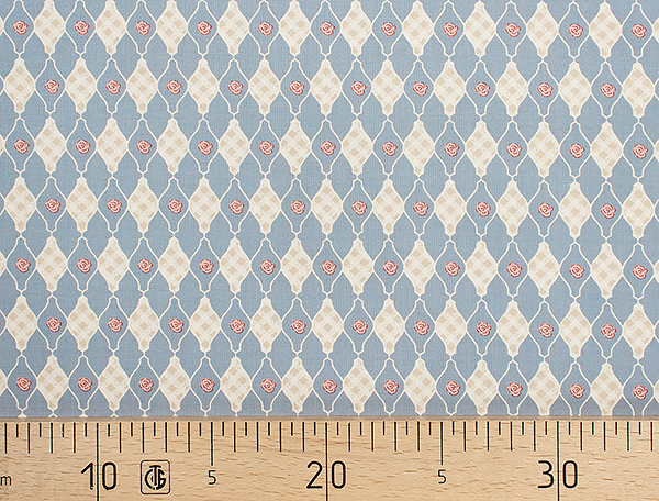 Ткань Gütermann Pemberley (серо-голубой/бежевые ромбы в клетку) 